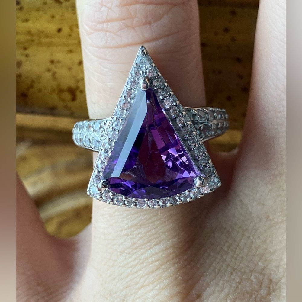 African Amethyst Sterling Silver Ring Size 6